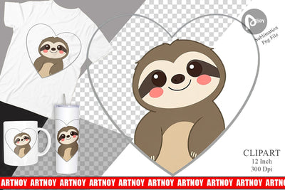 Clipart Heart Sloth Sublimation artnoy 
