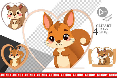 Clipart Heart Squirrel Sublimation artnoy 