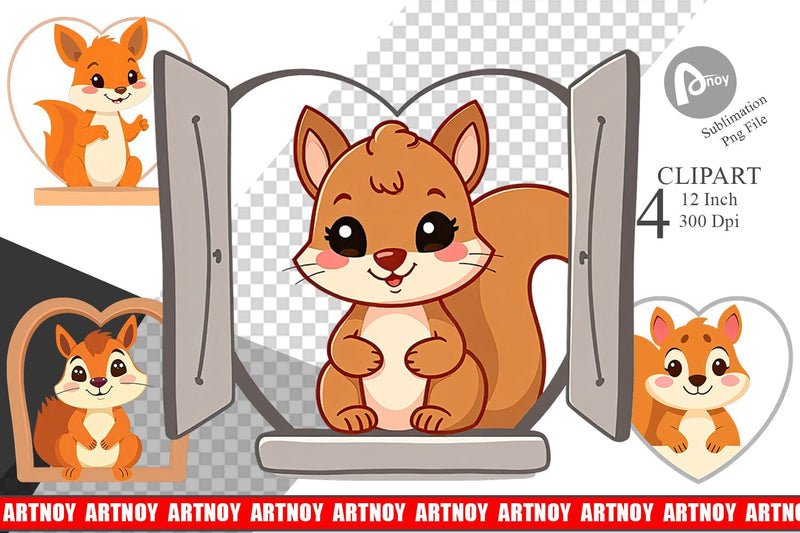 Clipart Heart Squirrel Sublimation artnoy 