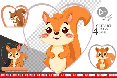 Clipart Heart Squirrel Sublimation artnoy 