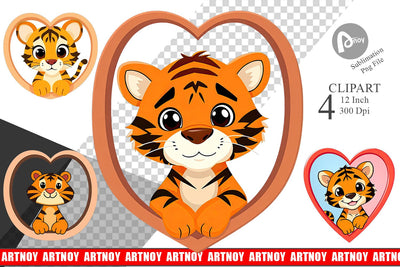 Clipart Heart Tiger Sublimation artnoy 