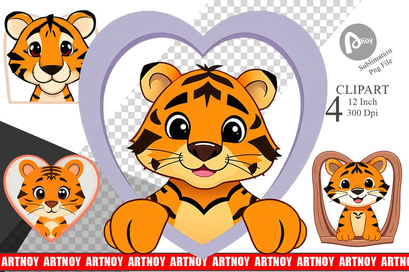 Clipart Heart Tiger Sublimation artnoy 