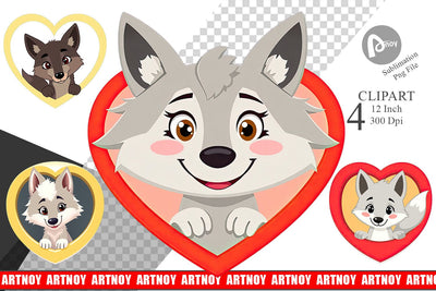 Clipart Heart Wolf Sublimation artnoy 