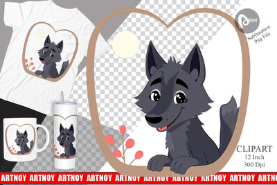 Clipart Heart Wolf Sublimation artnoy 