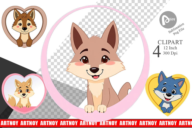 Clipart Heart Wolf Sublimation artnoy 
