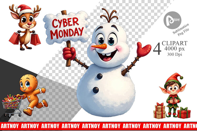 Clipart Holiday Shoppers Sublimation artnoy 