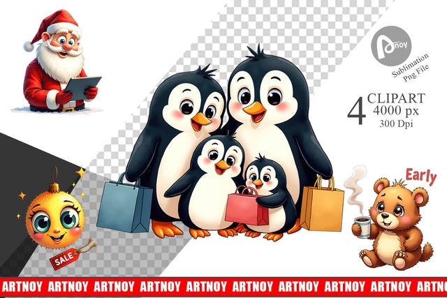 Clipart Holiday Shoppers Sublimation artnoy 