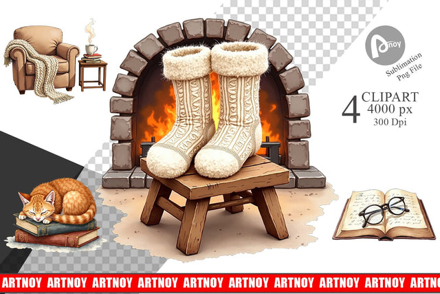 Clipart Hygge Reading Nook Sublimation artnoy 