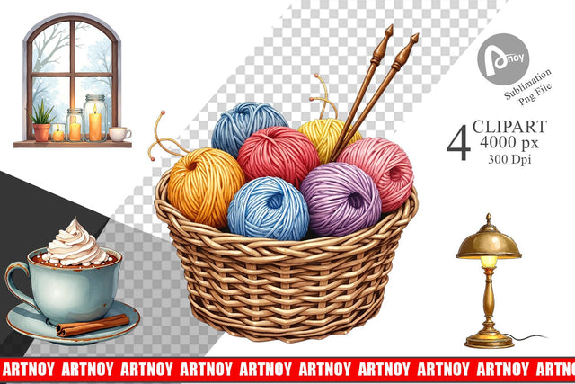 Clipart Hygge Reading Nook Sublimation artnoy 