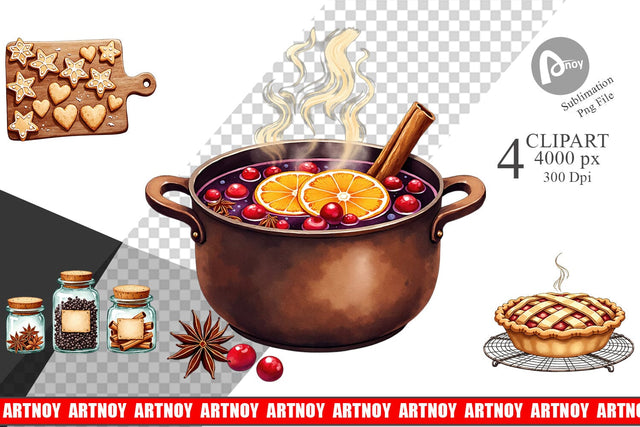 Clipart Hygge Winter Kitchen Sublimation artnoy 
