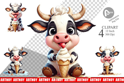 Clipart Ice Cream Cow Sublimation artnoy 