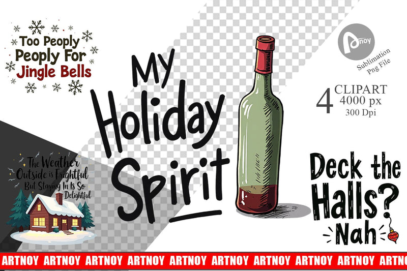 Clipart Introvert's Grumpy Christmas Sublimation artnoy 