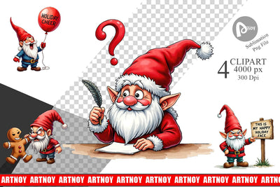 Clipart Jingle Hell: Cynical Christmas Gnome Sublimation artnoy 