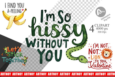 Clipart Jungle Giggles Funny Animal Valentine Puns Sublimation artnoy 