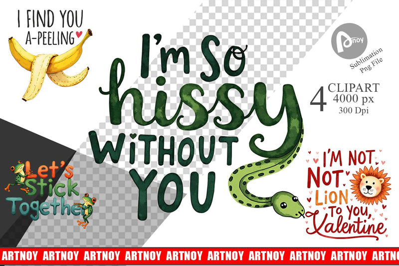 Clipart Jungle Giggles Funny Animal Valentine Puns Sublimation artnoy 