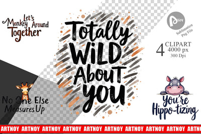 Clipart Jungle Giggles Funny Animal Valentine Puns Sublimation artnoy 