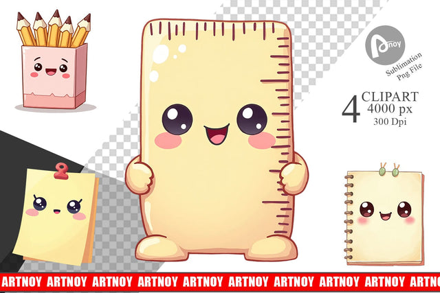 Clipart Kawaii Stationery Sublimation artnoy 