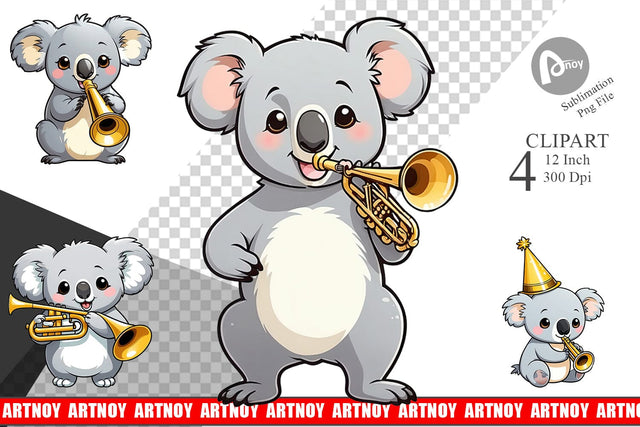 Clipart Koala New Year Sublimation artnoy 