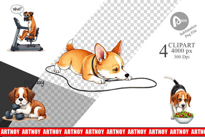 Clipart Lazy & Proud Anti-Fitness Dog Sublimation artnoy 