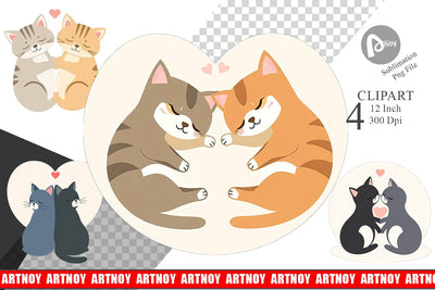 Clipart Love Cat Sublimation artnoy 