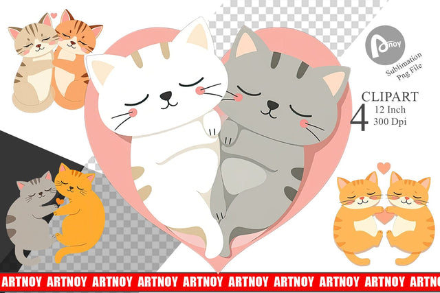 Clipart Love Cat Sublimation artnoy 