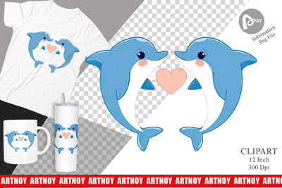 Clipart Love Dolphin Sublimation artnoy 
