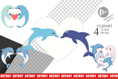 Clipart Love Dolphin Sublimation artnoy 