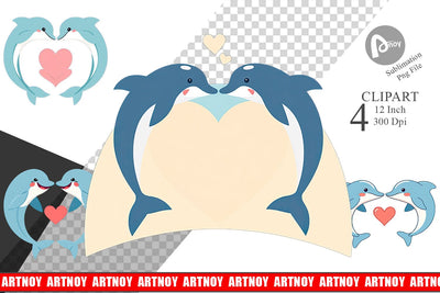 Clipart Love Dolphin Sublimation artnoy 