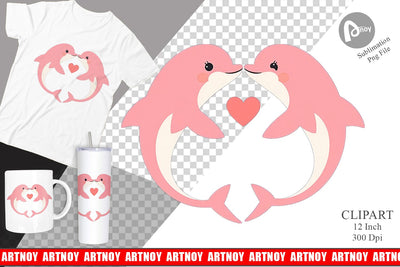 Clipart Love Dolphin Sublimation artnoy 