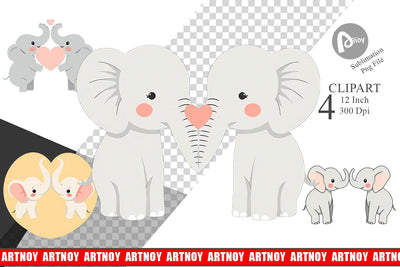 Clipart Love Elephant Sublimation artnoy 