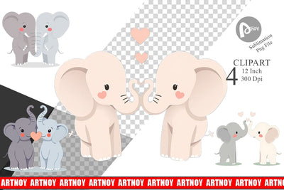 Clipart Love Elephant Sublimation artnoy 