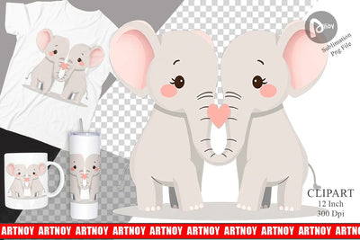 Clipart Love Elephant Sublimation artnoy 