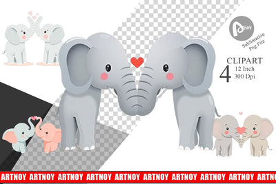 Clipart Love Elephant Sublimation artnoy 