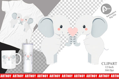 Clipart Love Elephant Sublimation artnoy 