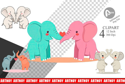 Clipart Love Elephant Sublimation artnoy 