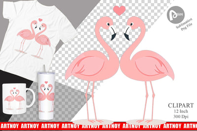 Clipart Love Flamingo Sublimation artnoy 