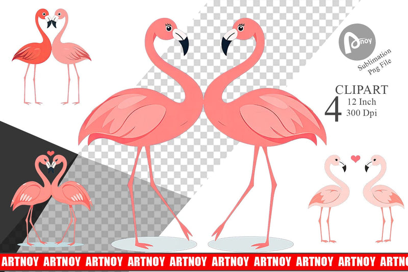 Clipart Love Flamingo Sublimation artnoy 