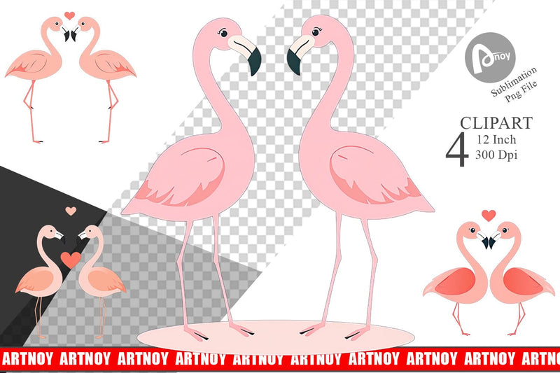 Clipart Love Flamingo Sublimation artnoy 