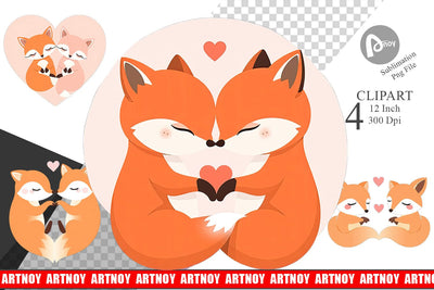 Clipart Love Fox Sublimation artnoy 