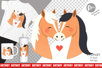 Clipart Love Horse Sublimation artnoy 