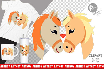 Clipart Love Horse Sublimation artnoy 