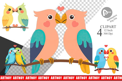 Clipart Love Parrot Sublimation artnoy 