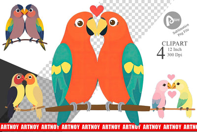 Clipart Love Parrot Sublimation artnoy 