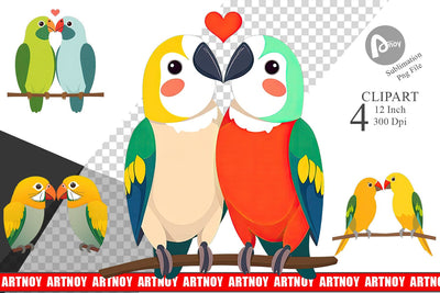 Clipart Love Parrot Sublimation artnoy 