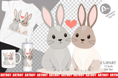 Clipart Love Rabbit Sublimation artnoy 