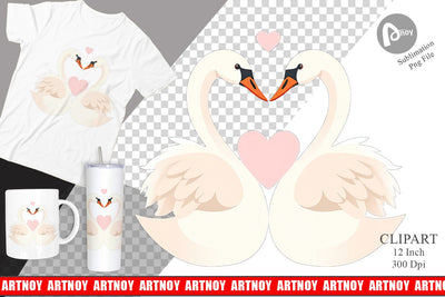 Clipart Love Swans Sublimation artnoy 
