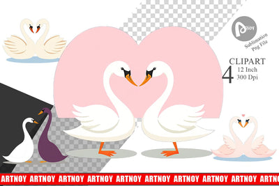 Clipart Love Swans Sublimation artnoy 