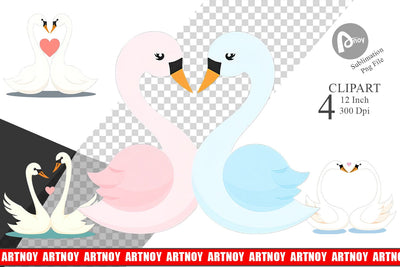 Clipart Love Swans Sublimation artnoy 