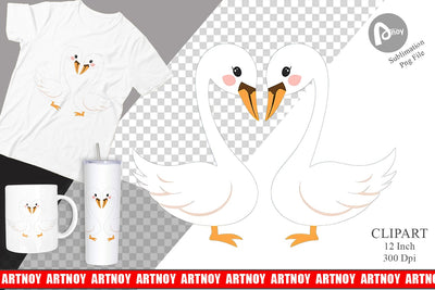 Clipart Love Swans Sublimation artnoy 