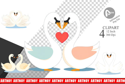 Clipart Love Swans Sublimation artnoy 